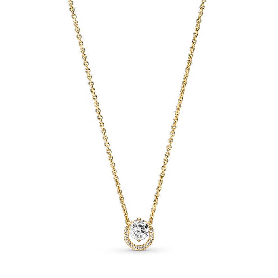 Sparkling Round Halo Pendant Collier Necklace