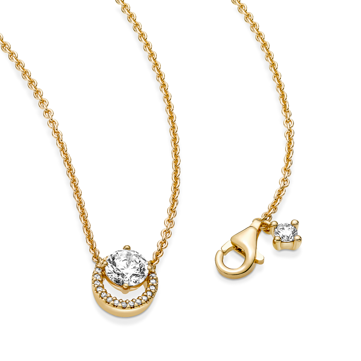 Sparkling Round Halo Pendant Collier Necklace