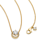 Sparkling Round Halo Pendant Collier Necklace