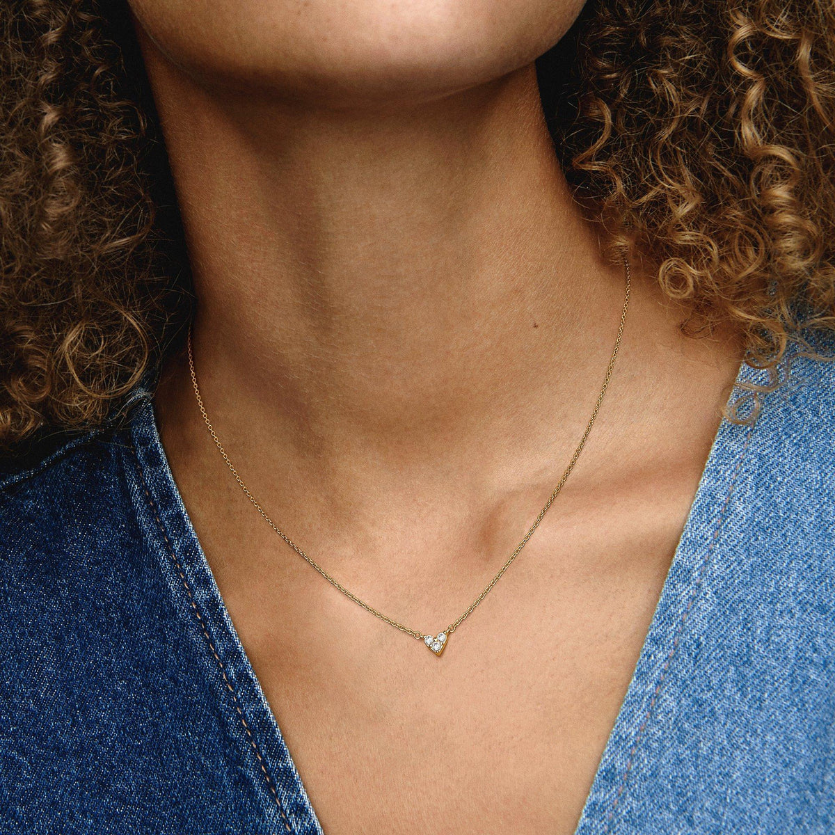 Triple Stone Heart Collier Necklace