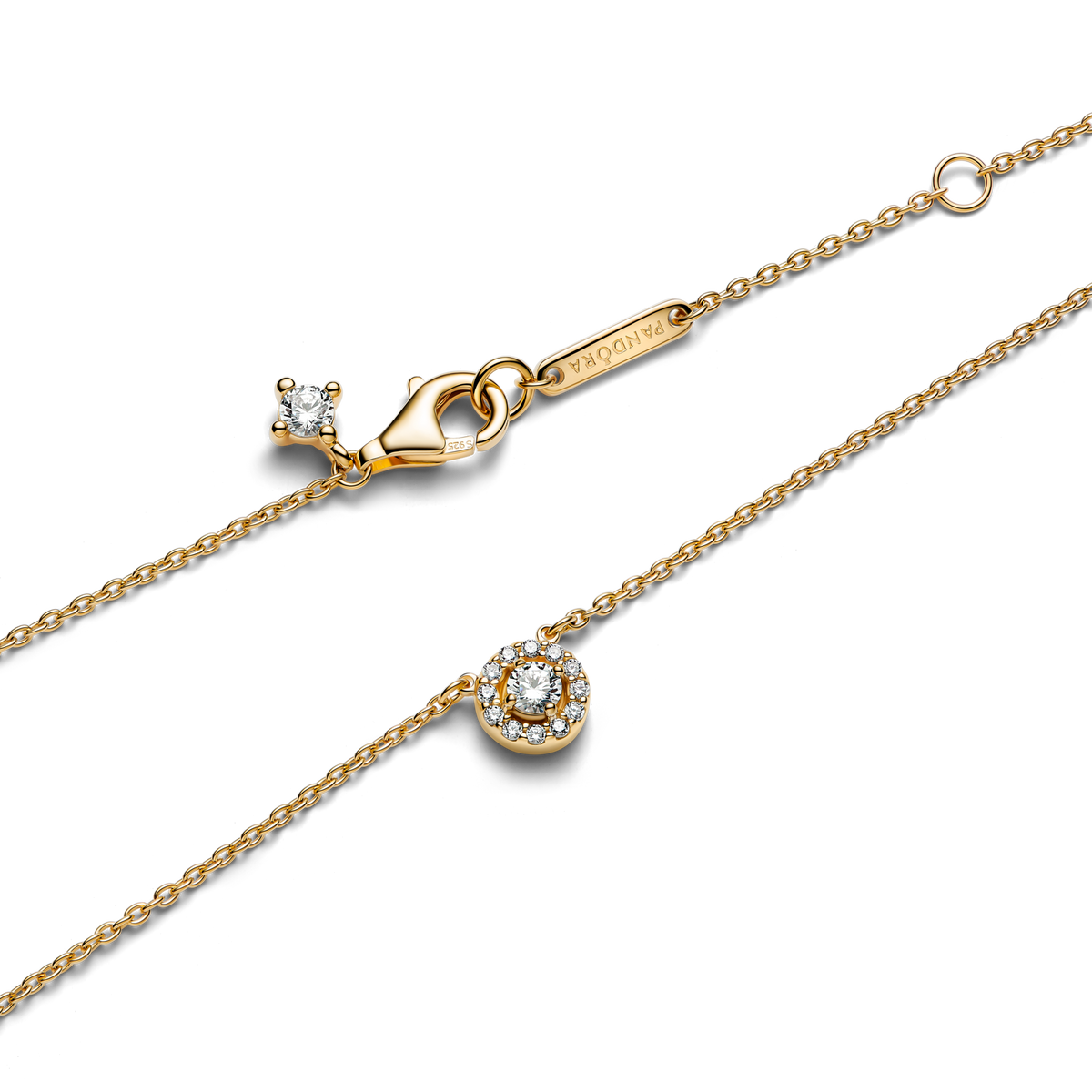 Round Pavé Halo Pendant Necklace