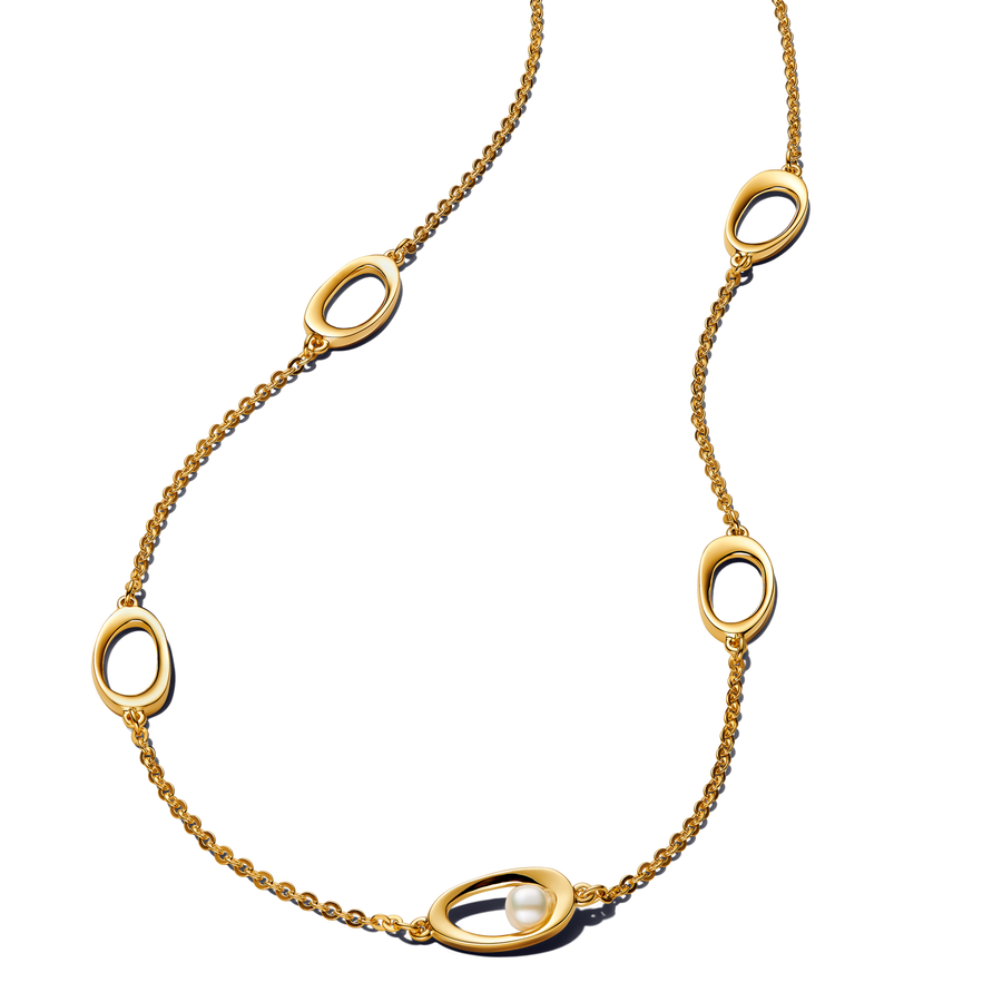 Organically Shaped Oval & Treated Freshwater Cultured Pearl Necklace
