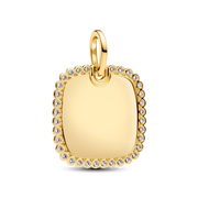 Engravable Sparkling Square Tag Pendant Necklace