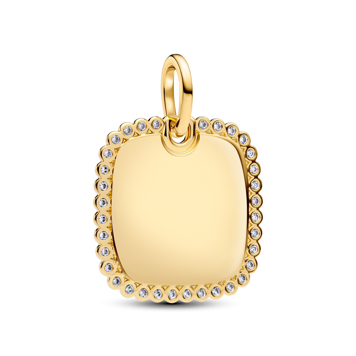 Engravable Sparkling Square Tag Pendant Necklace