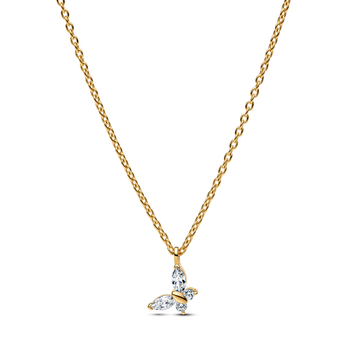 Gold-plated Sparkling Clear Butterfly Necklace and Earring Set