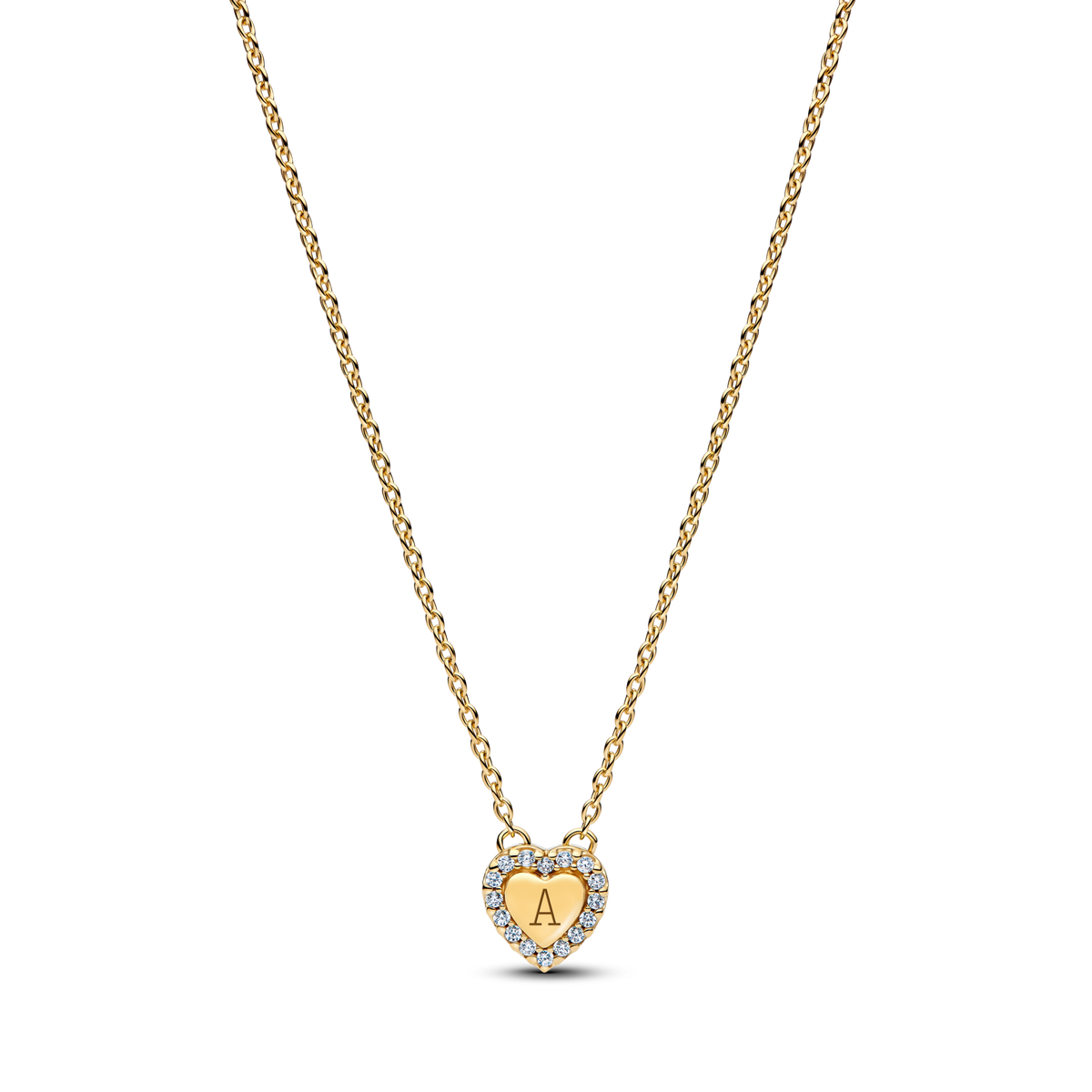 Engravable Heart Halo Collier Necklace