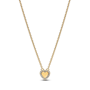 Engravable Heart Halo Collier Necklace
