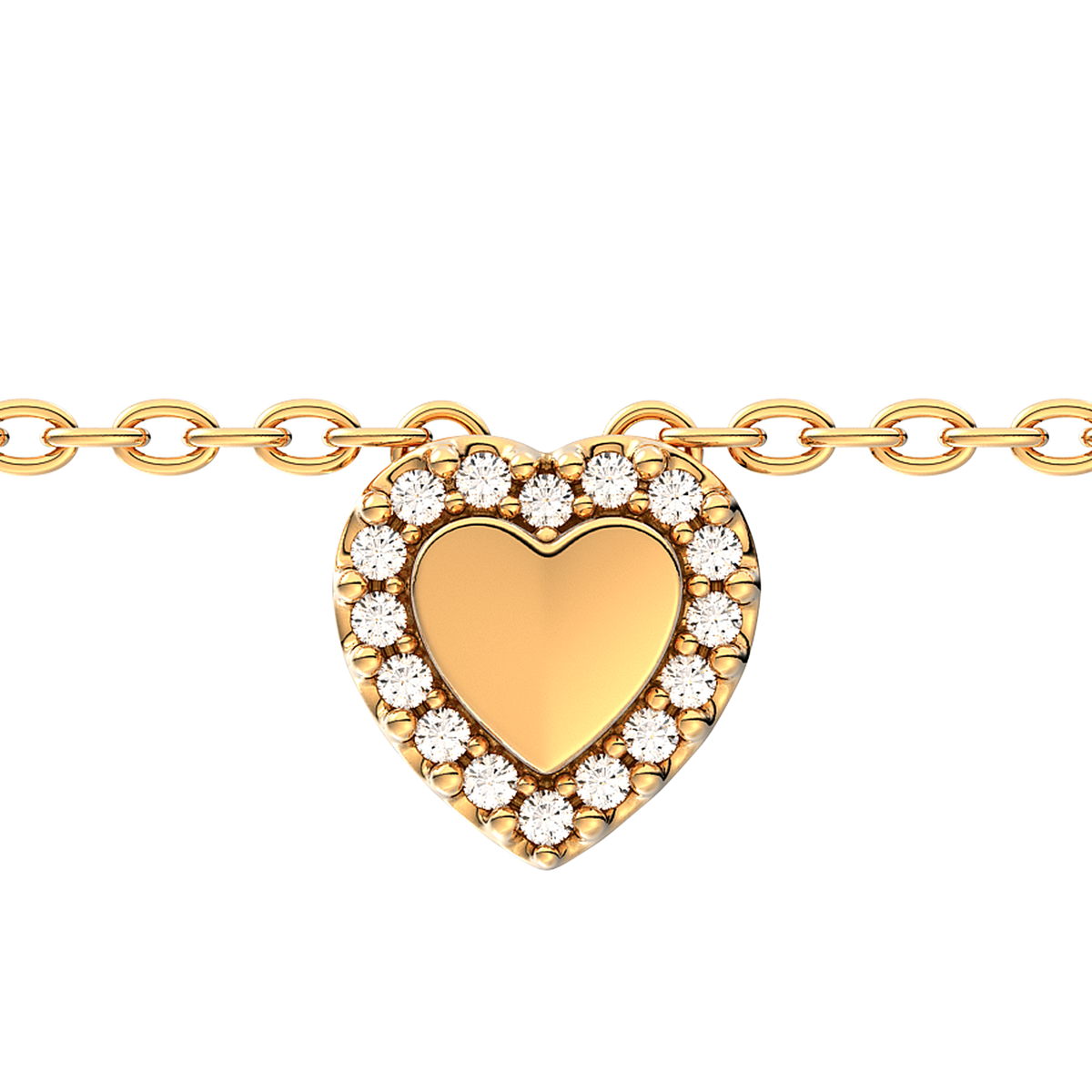 Engravable Heart Halo Collier Necklace