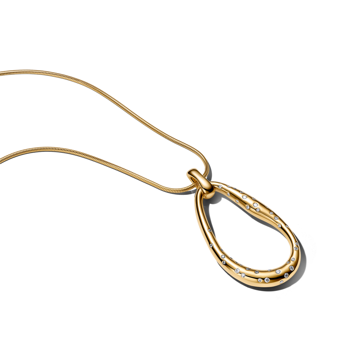 Organically Shaped Stone-Set Statement Pendant Necklace