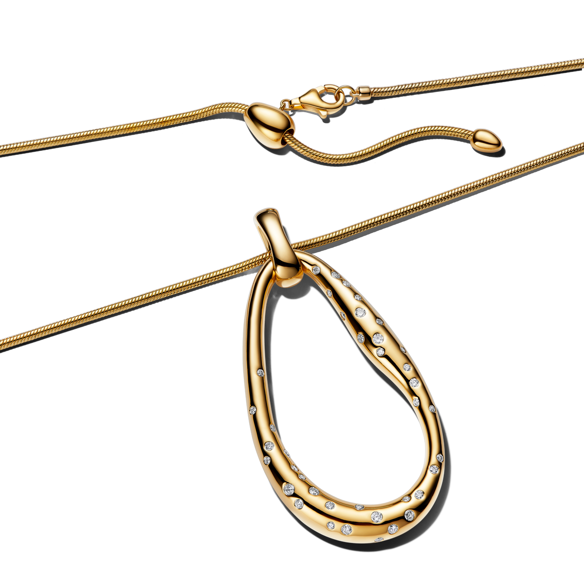 Organically Shaped Stone-Set Statement Pendant Necklace