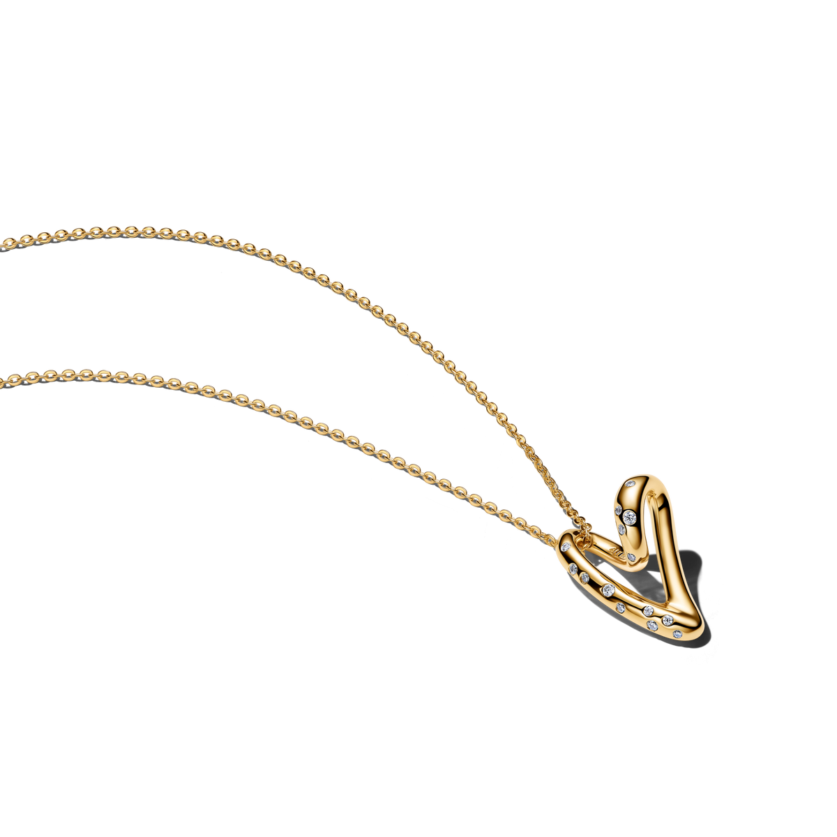 Organically Shaped Stone-Set Heart Pendant Necklace