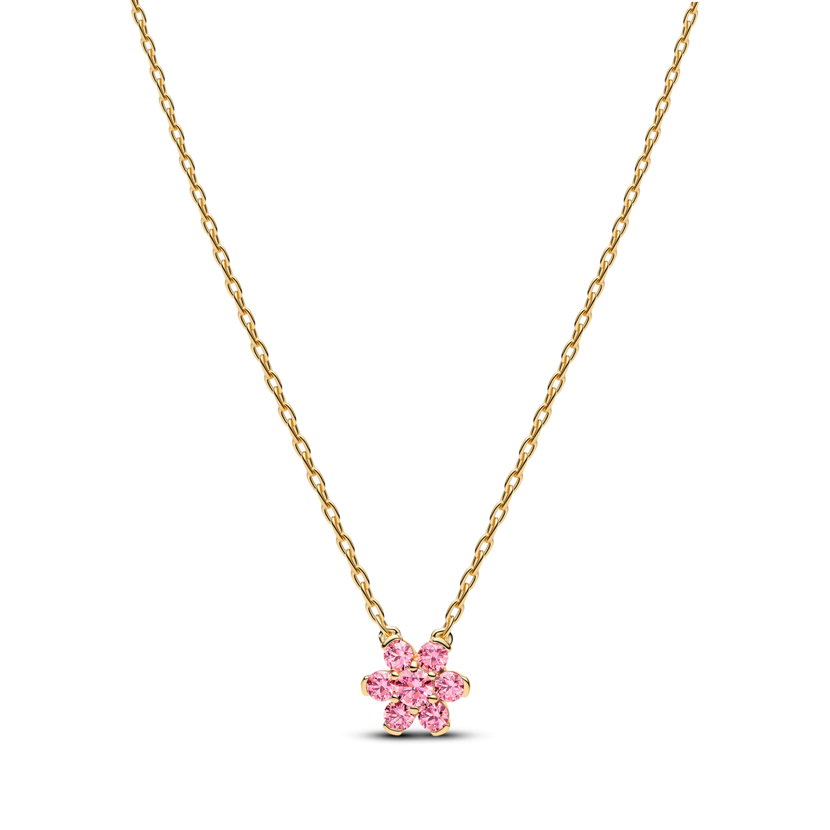 Sparkling Pink Flower Pendant Necklace