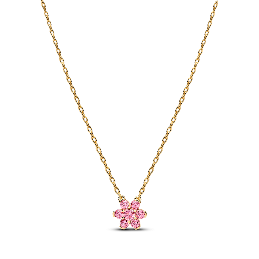 Sparkling Pink Flower Pendant Necklace