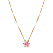 Sparkling Pink Flower Necklace & Earrings Set