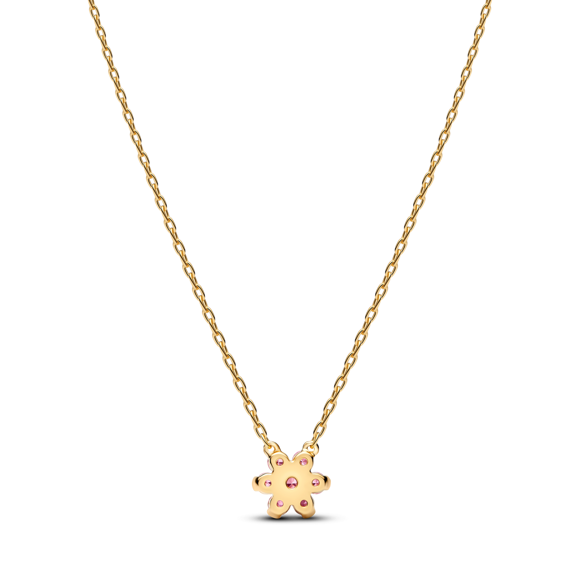 Sparkling Pink Flower Pendant Necklace