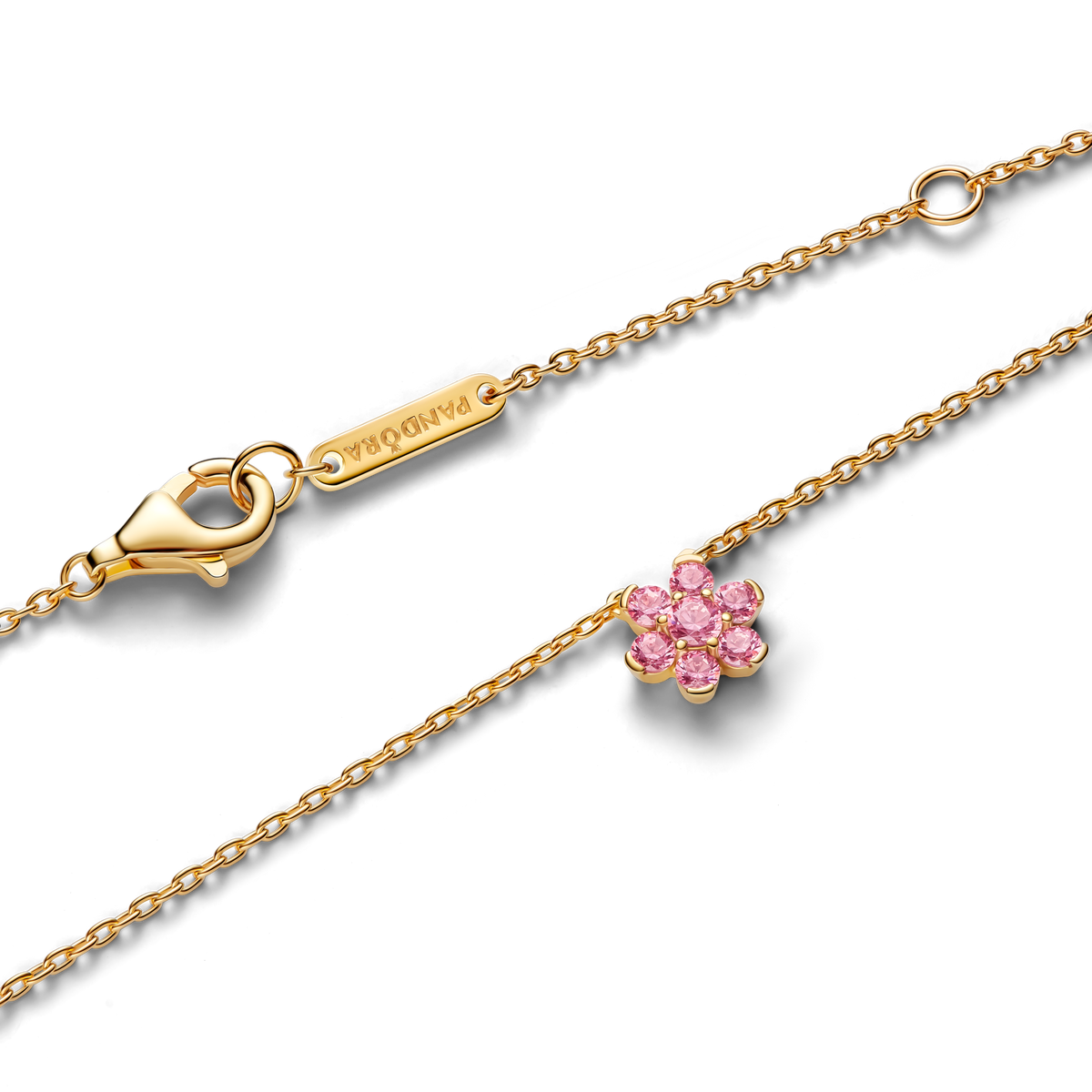 Sparkling Pink Flower Pendant Necklace