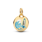 Surfing Round Tag Dangle Charm