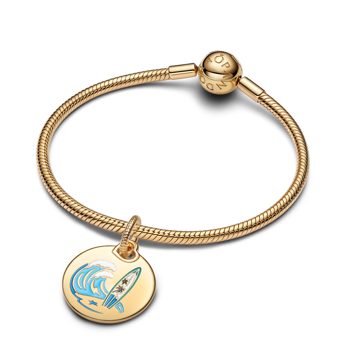 Surfing Round Tag Dangle Charm