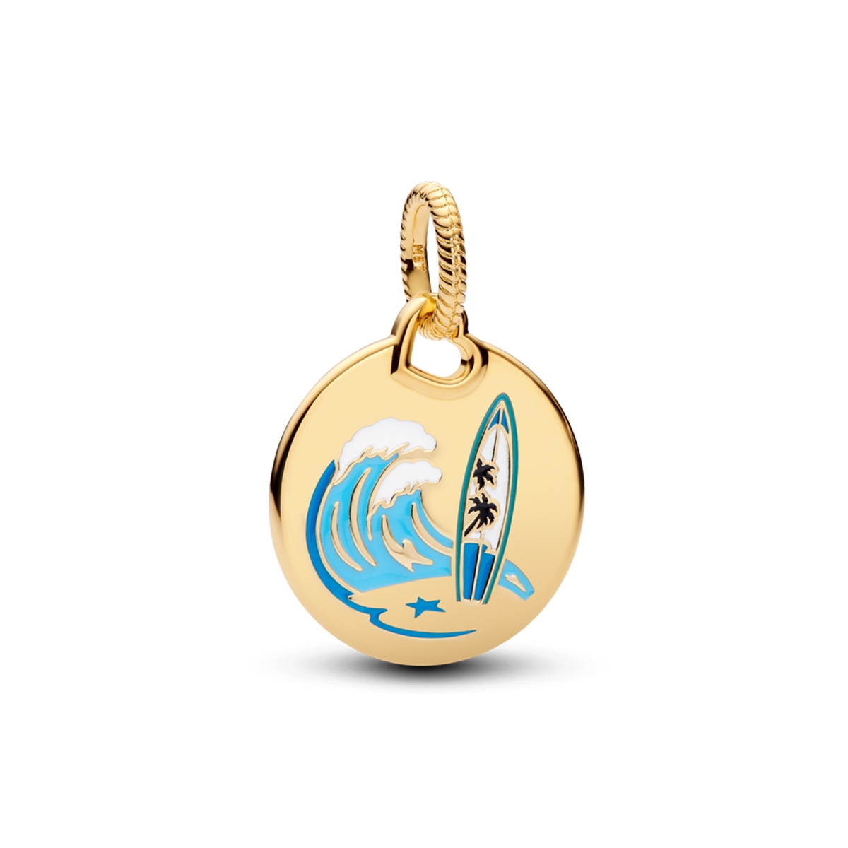 Surfing Round Tag Dangle Charm