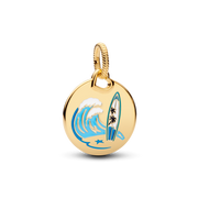 Surfing Round Tag Dangle Charm
