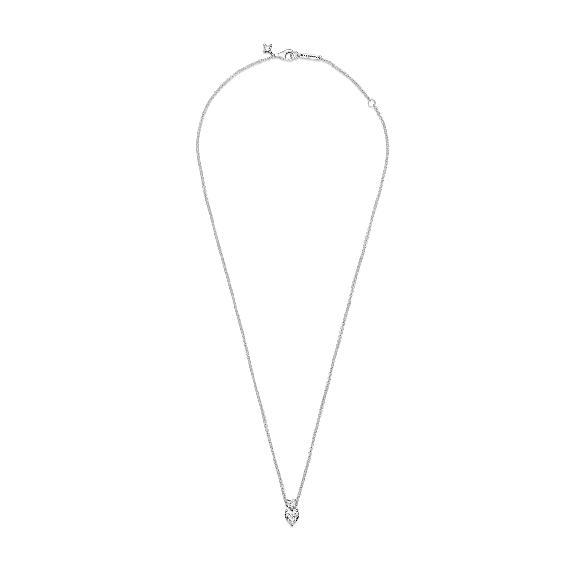 Double Heart Pendant Sparkling Collier Necklace
