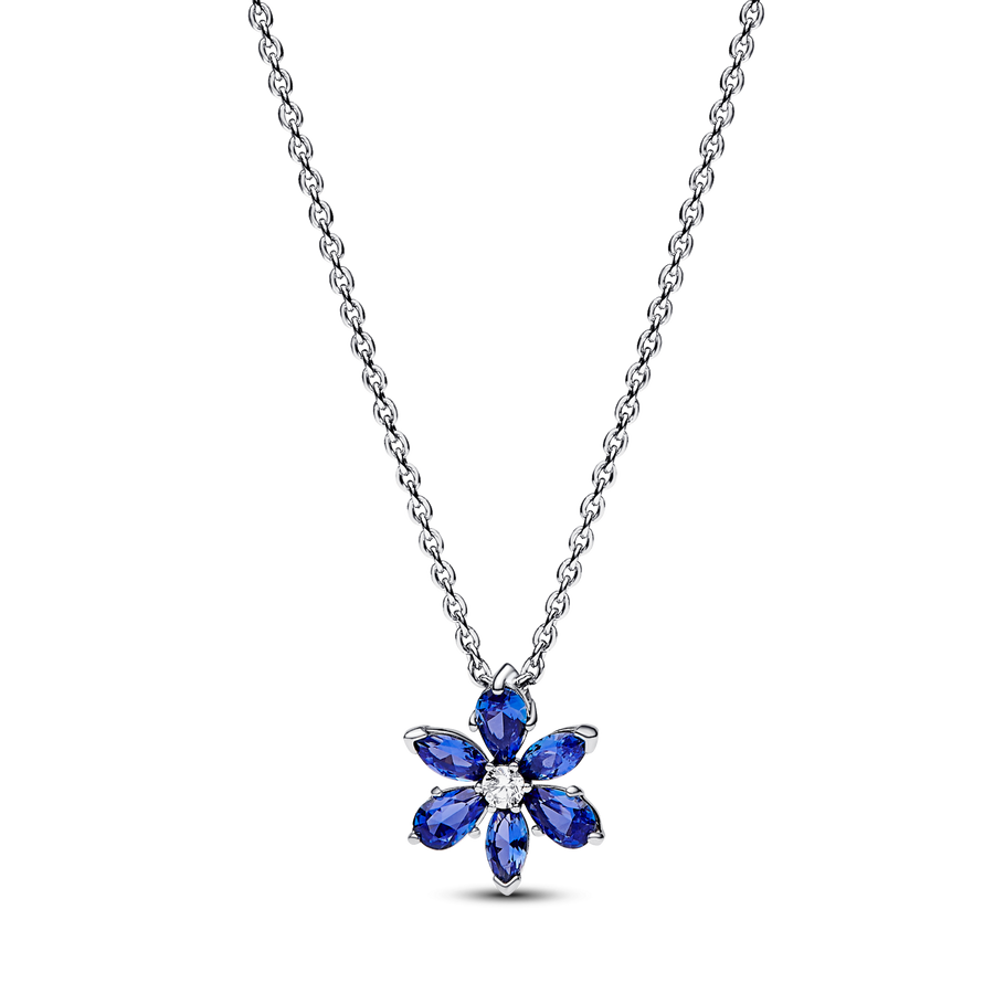 Sparkling Blue Herbarium Cluster Pendant Necklace