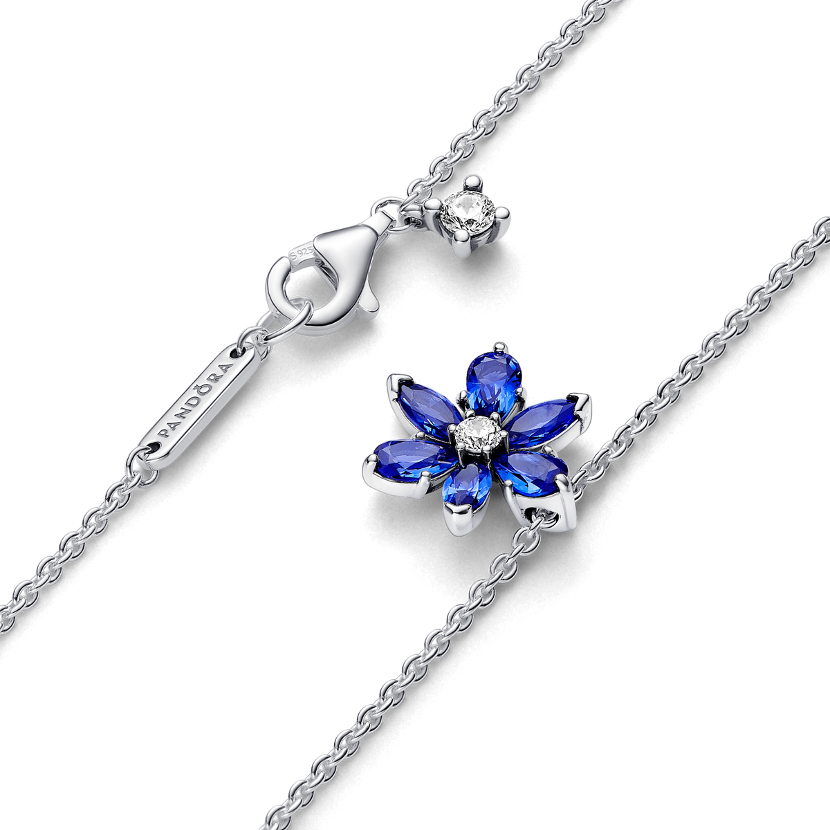 Sparkling Blue Herbarium Cluster Pendant Necklace