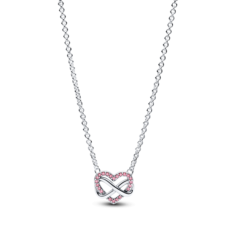 Sparkling Pink Infinity Heart Collier Necklace