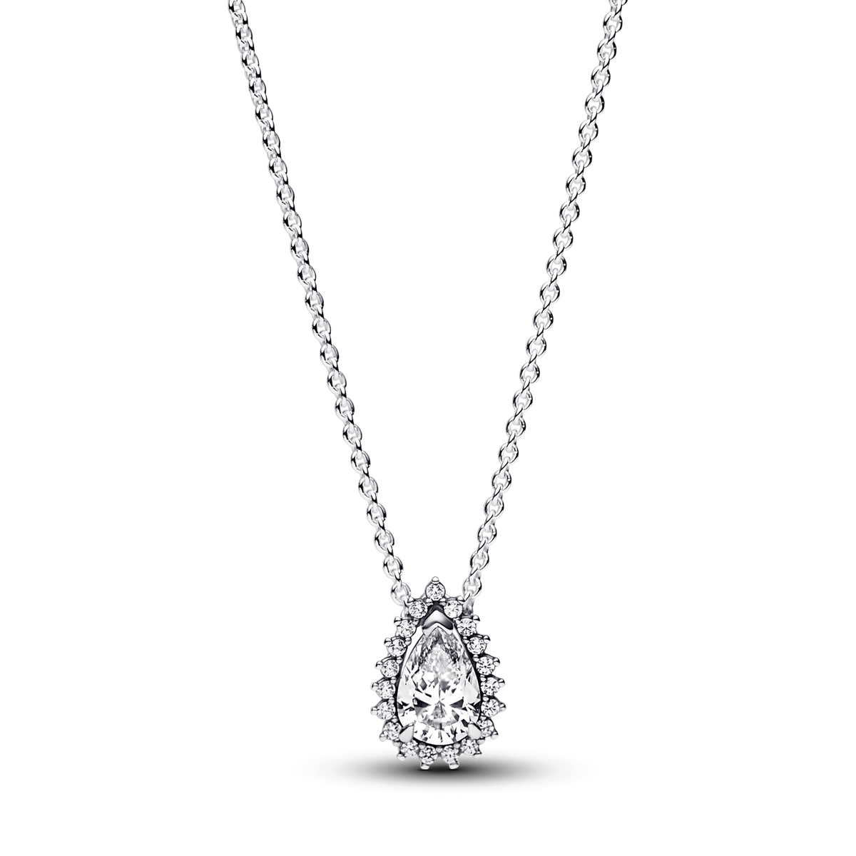 Sparkling Pear Halo Collier Necklace