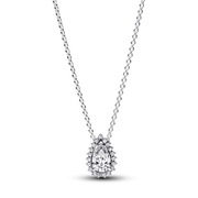 Sparkling Pear Halo Collier Necklace