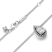 Sparkling Pear Halo Collier Necklace