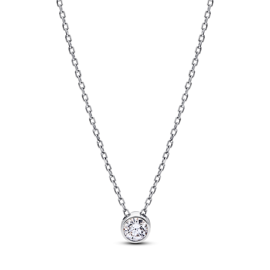 Pandora Era Bezel Sterling Silver Lab-grown Diamond Pendant Necklace