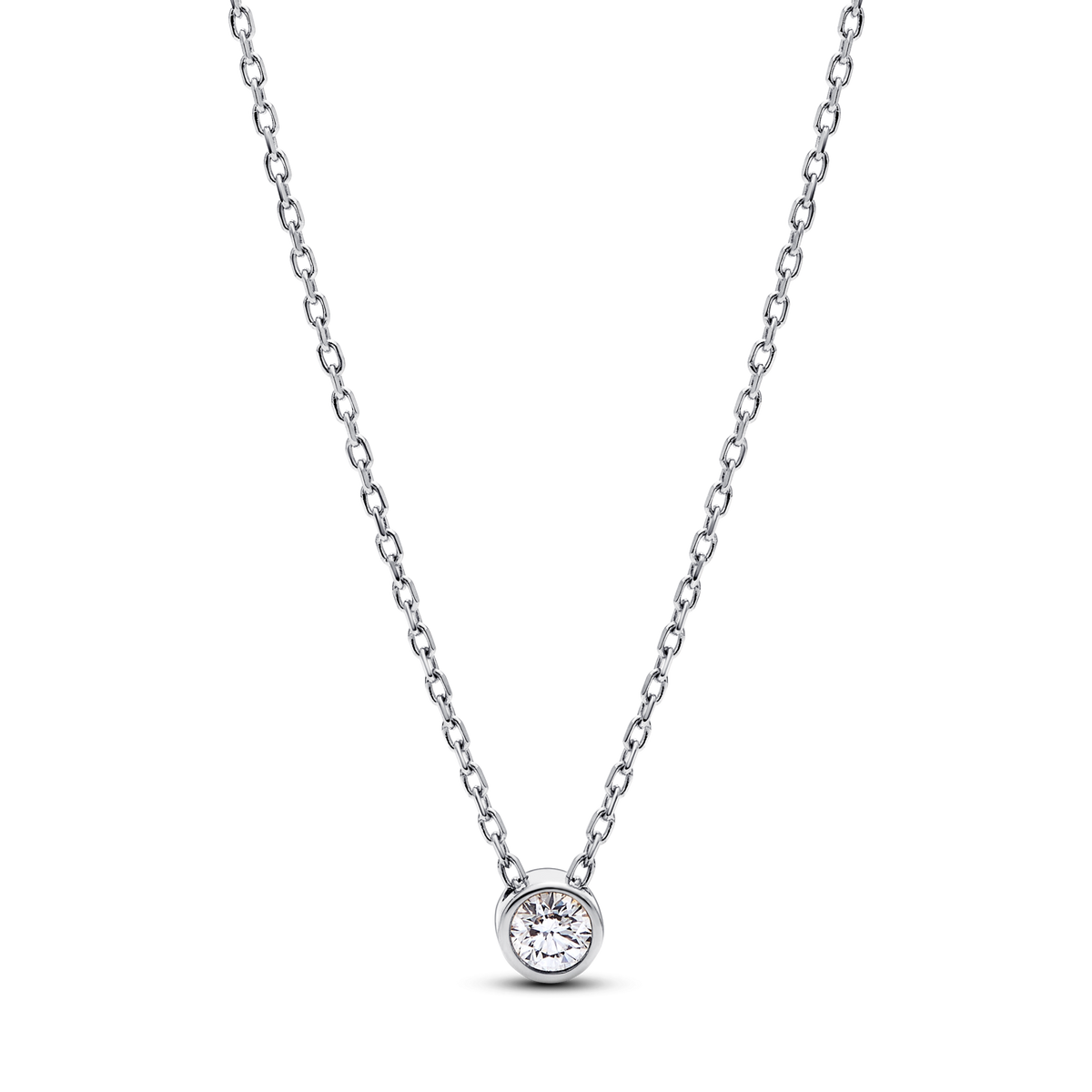 Pandora Era Bezel Sterling Silver Lab-grown Diamond Pendant Necklace