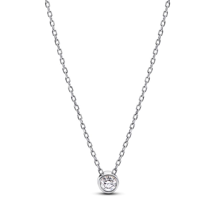 Pandora Era Bezel Sterling Silver Lab-grown Diamond Pendant Necklace