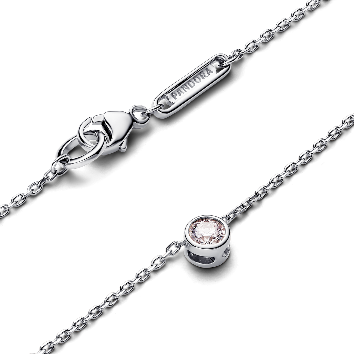 Pandora Era Bezel Sterling Silver Lab-grown Diamond Pendant Necklace
