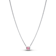 Pandora Era Bezel Sterling Silver Pink Lab-grown Diamond Pendant Necklace