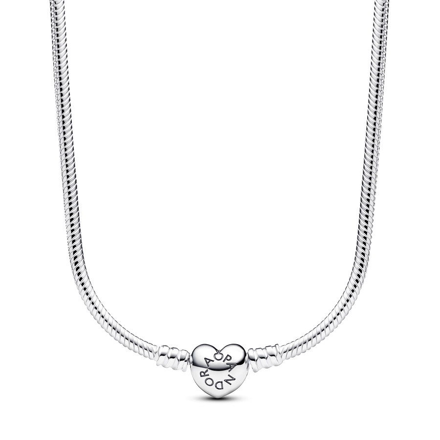 Pandora Moments Heart Clasp Snake Chain Necklace