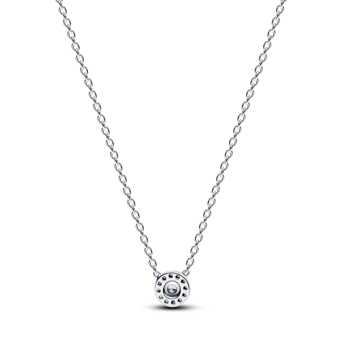 Round Pavé Halo Collier Necklace