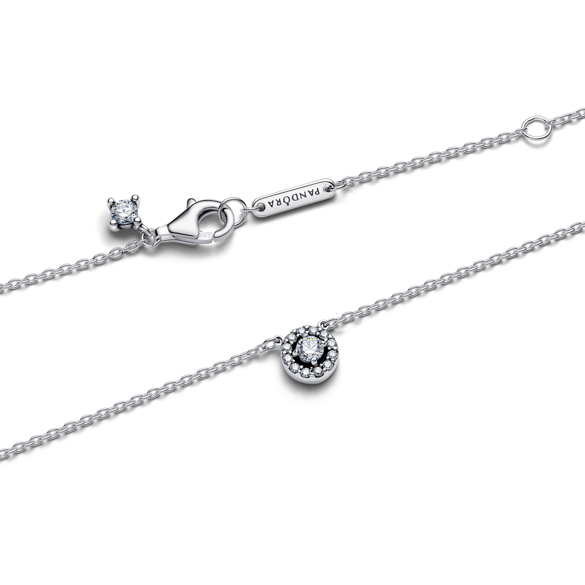 Round Pavé Halo Collier Necklace