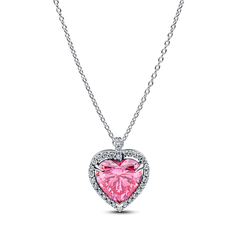 Pink Halo Heart Collier Necklace