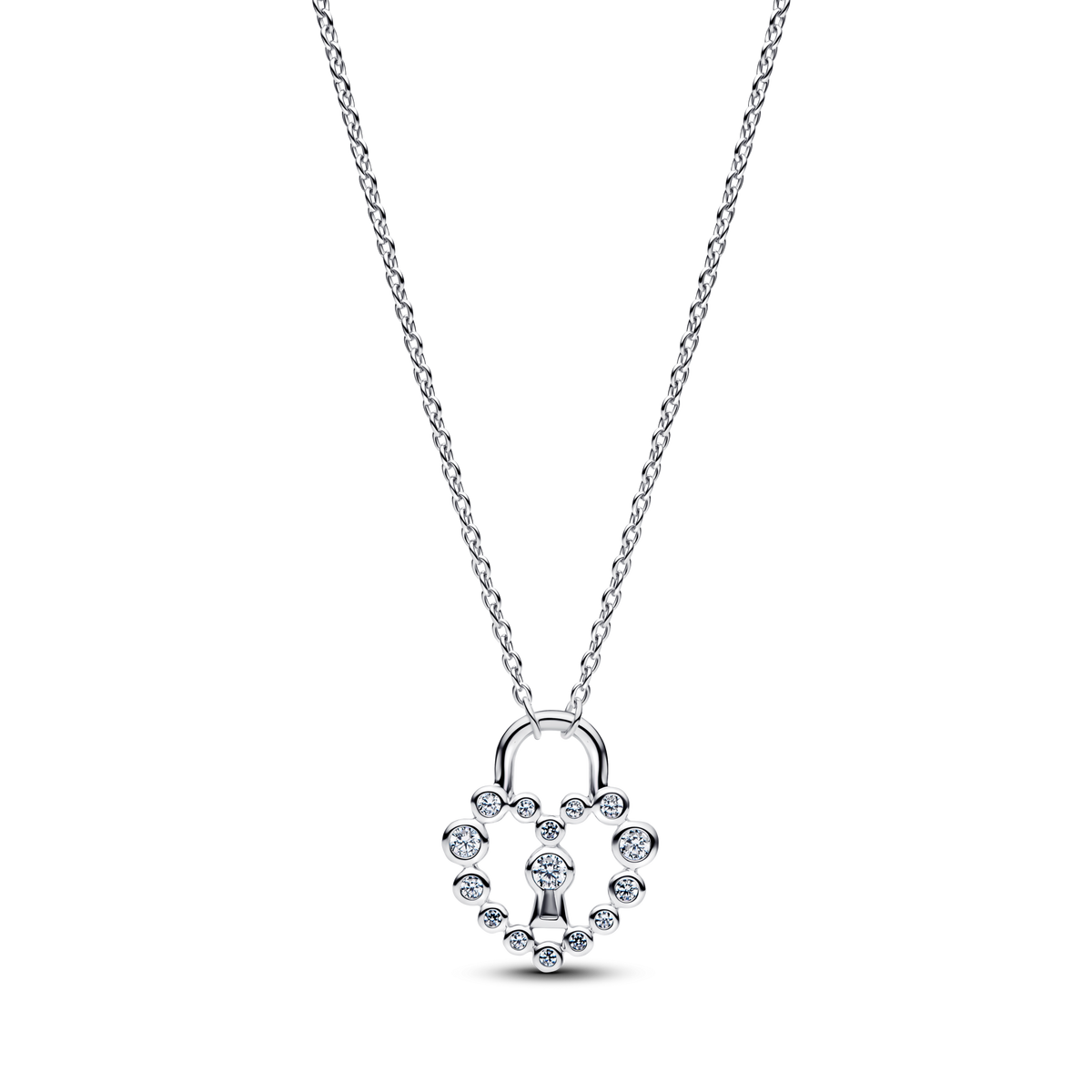 Sparkling Heart Padlock Pendant Necklace