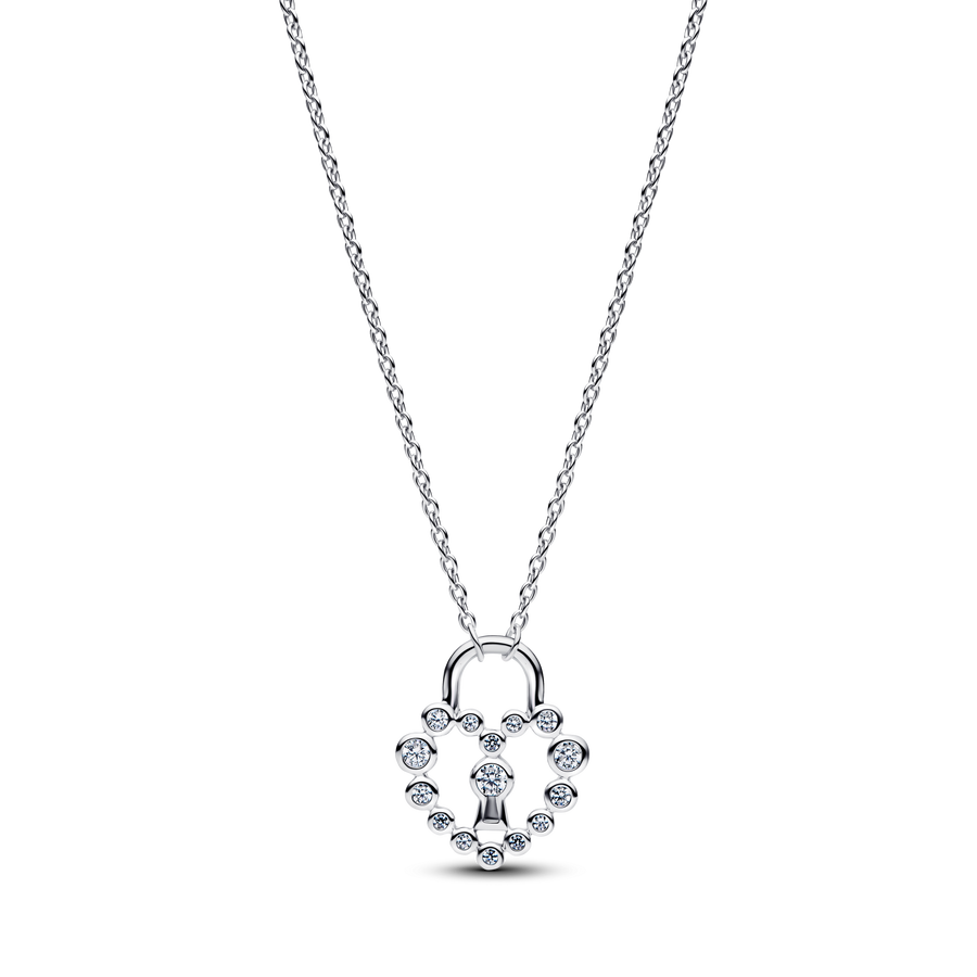 Sparkling Heart Padlock Pendant Necklace