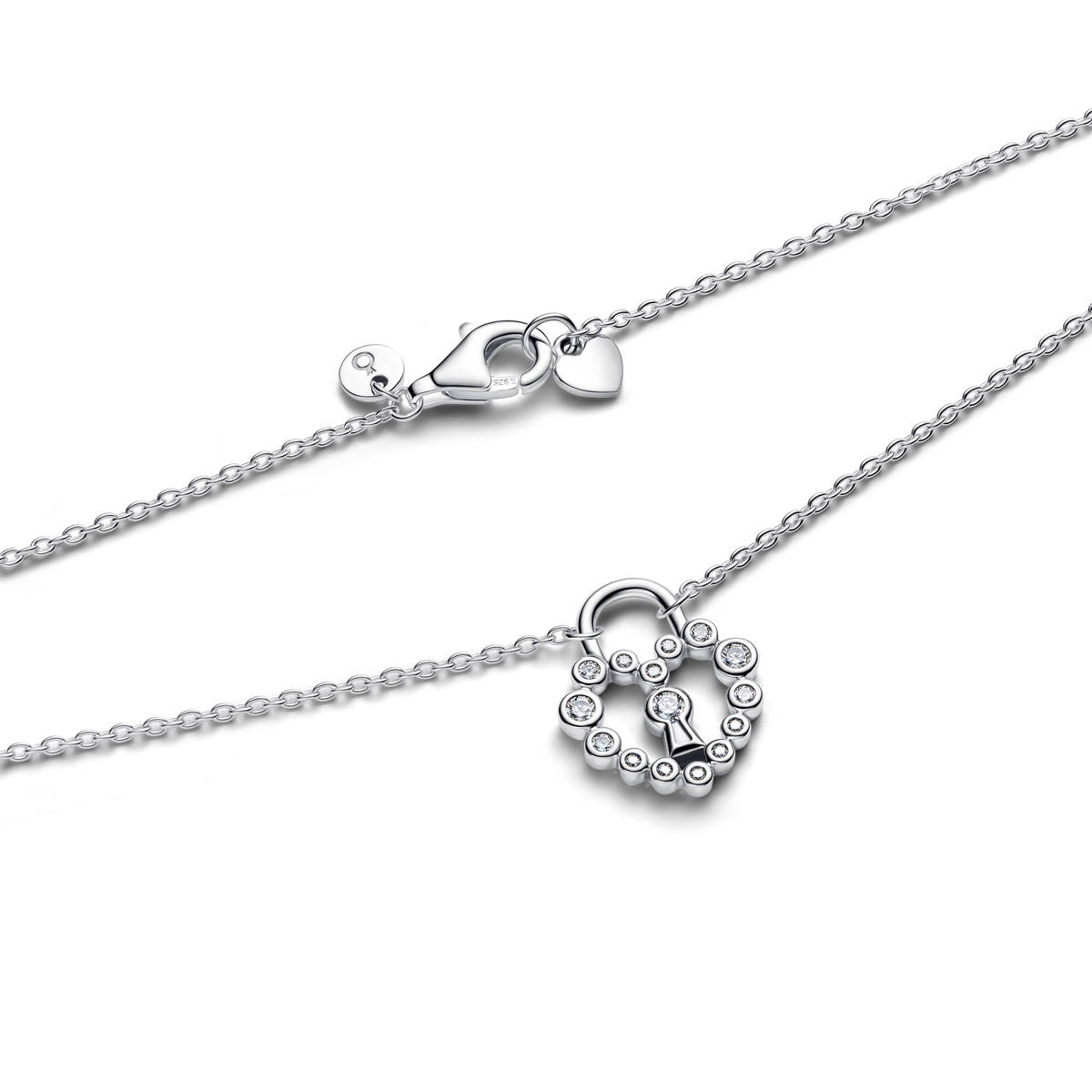 Sparkling Heart Padlock Pendant Necklace