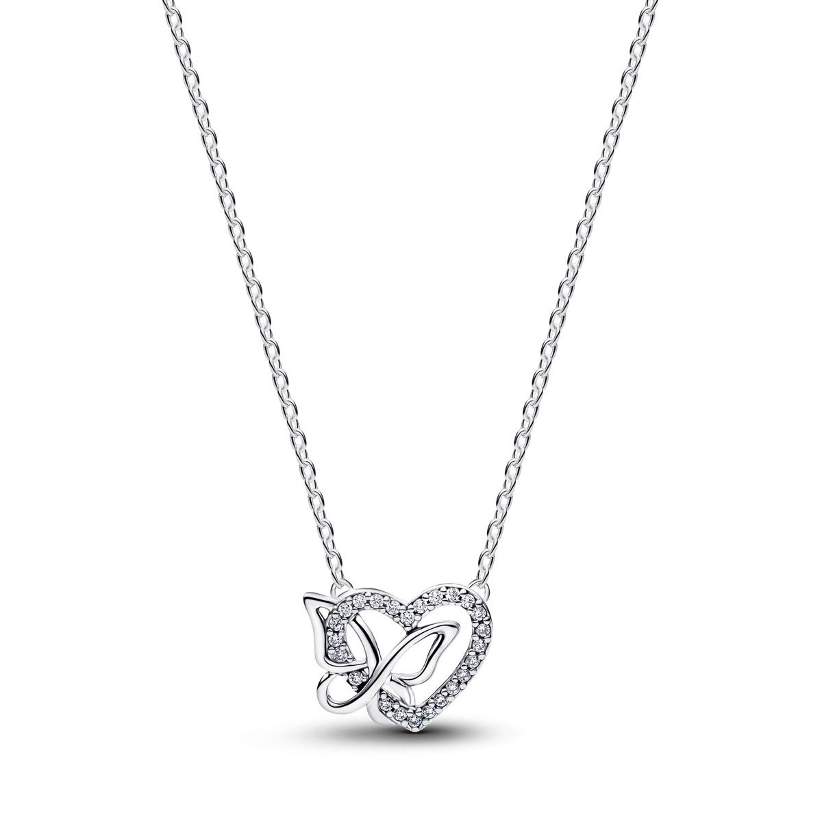 Entwined Heart & Butterfly Pendant Necklace