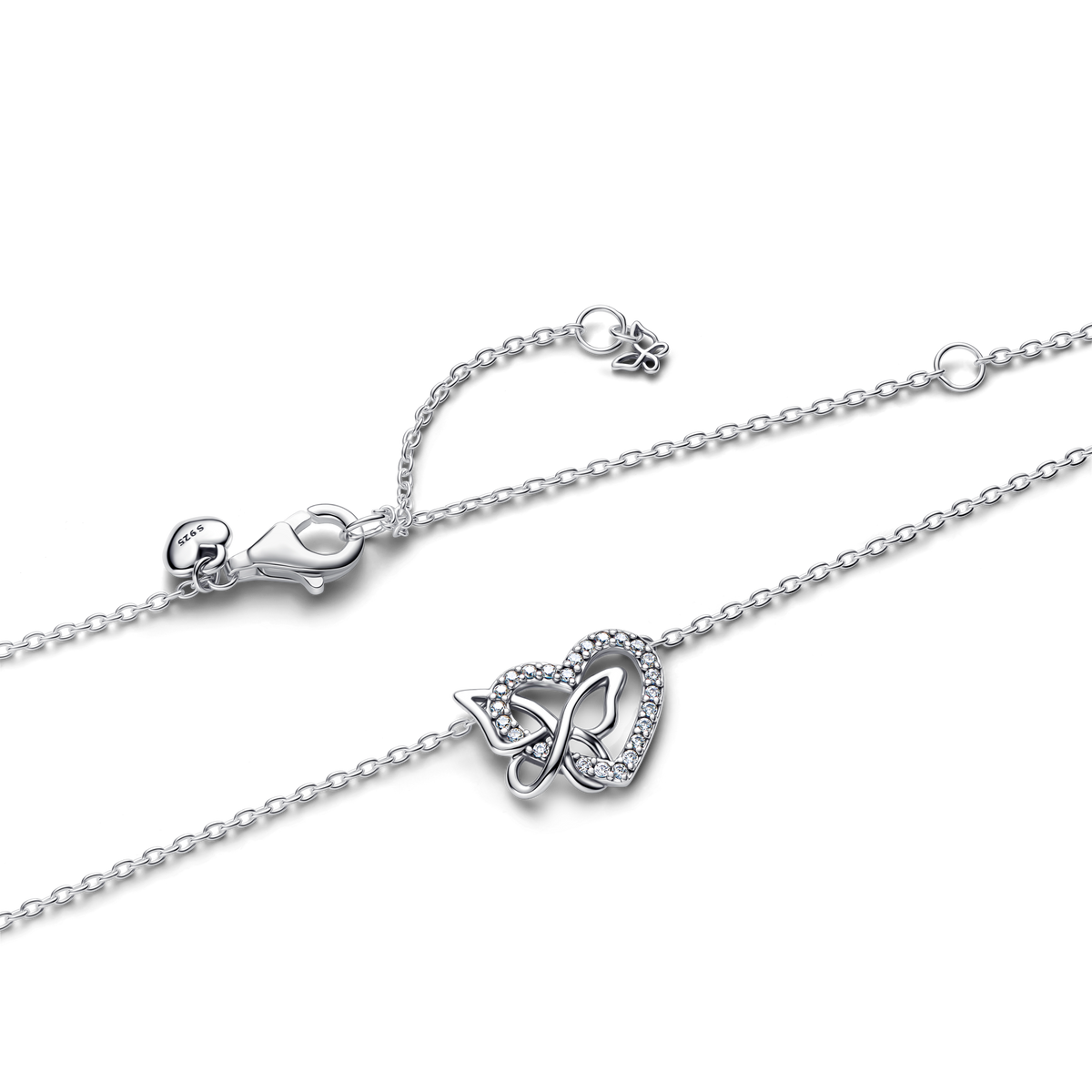 Entwined Heart & Butterfly Pendant Necklace