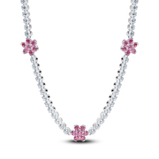 Pink Flower Tennis Necklace