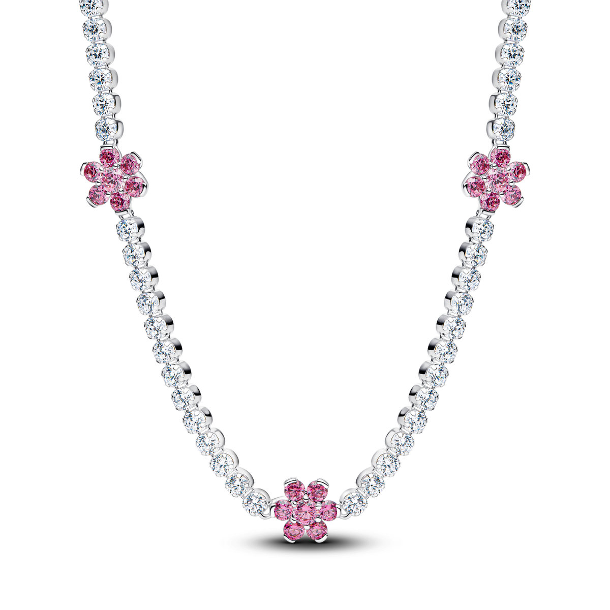 Pink Flower Tennis Necklace