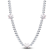 Pink Flower Tennis Necklace