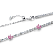 Pink Flower Tennis Necklace