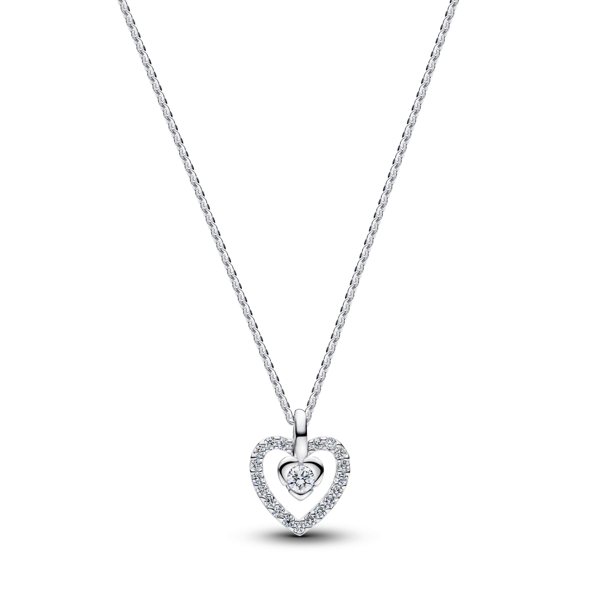 Pandora Talisman Sterling Silver Lab-Grown Diamond Heart Pendant Necklace